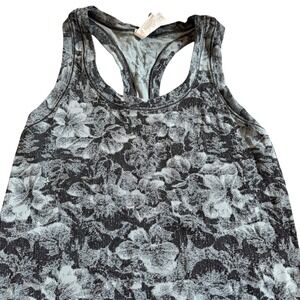Athleta Momentum Floral Tank Grey Black Racerback Seamless Athletic Top Small